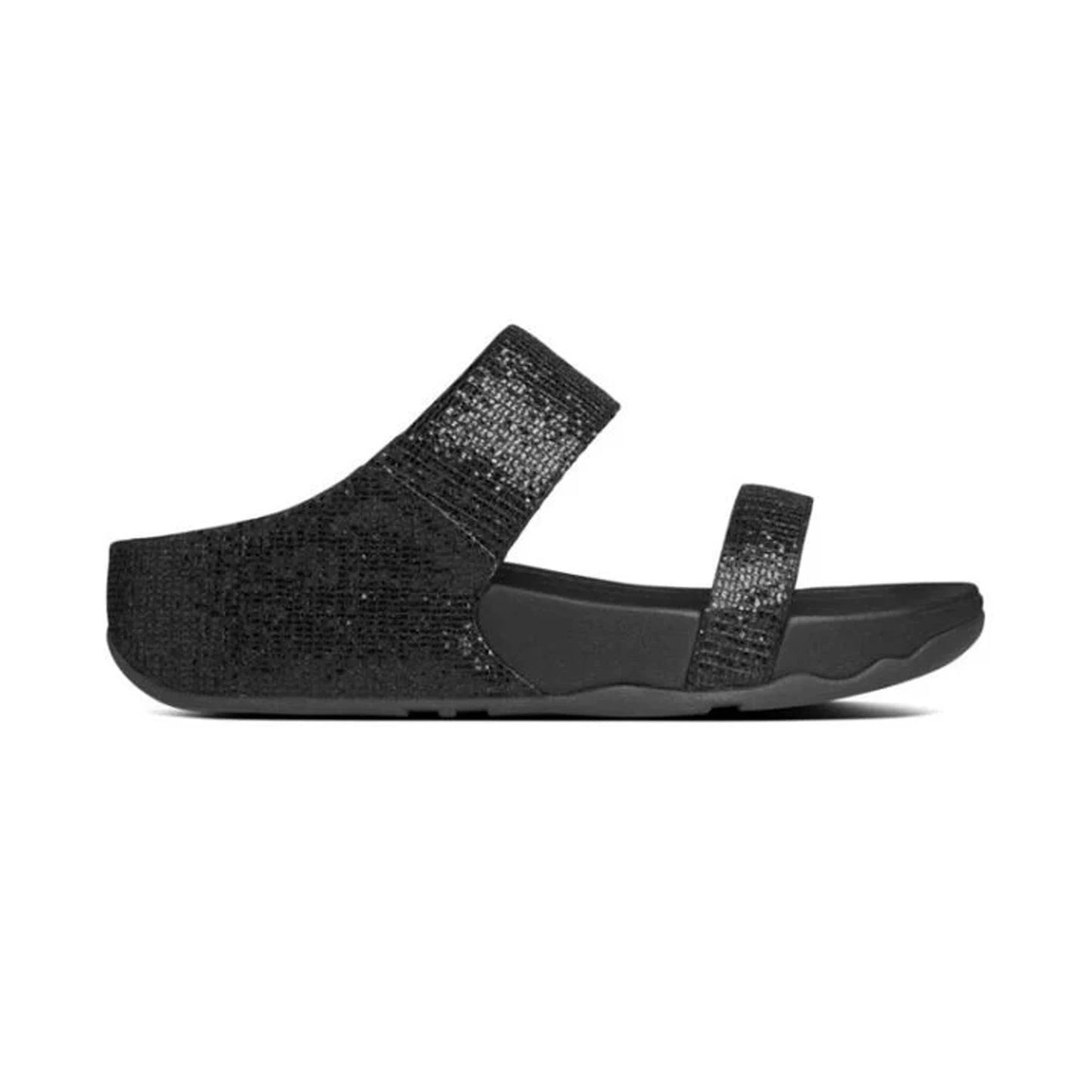 FITFLOP WOMENS LULU GLITTER SLIDES - BLACK - Sole Therapy