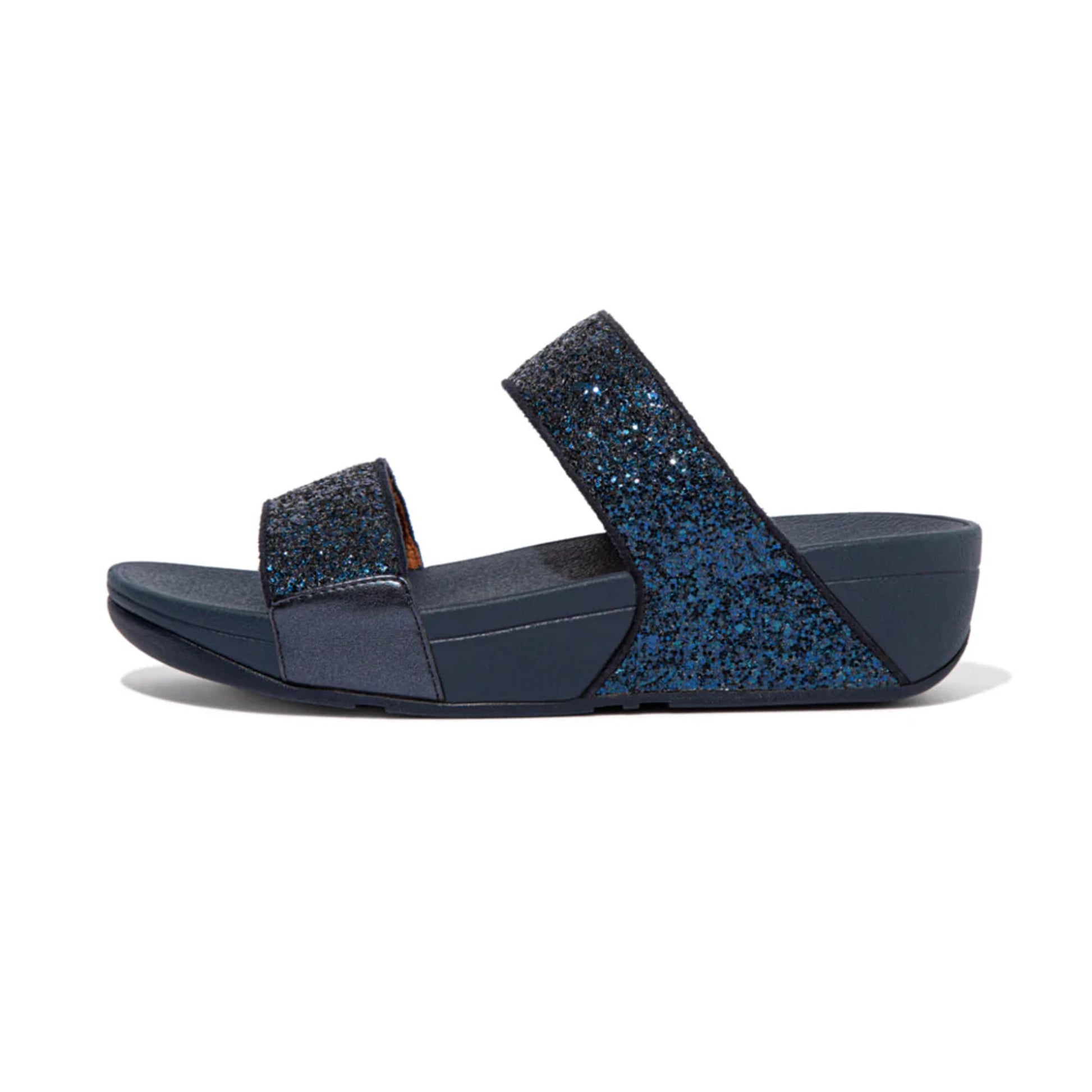 FITFLOP WOMENS LULU GLITTER SLIDES - MIDNIGHT NAVY - Sole Therapy