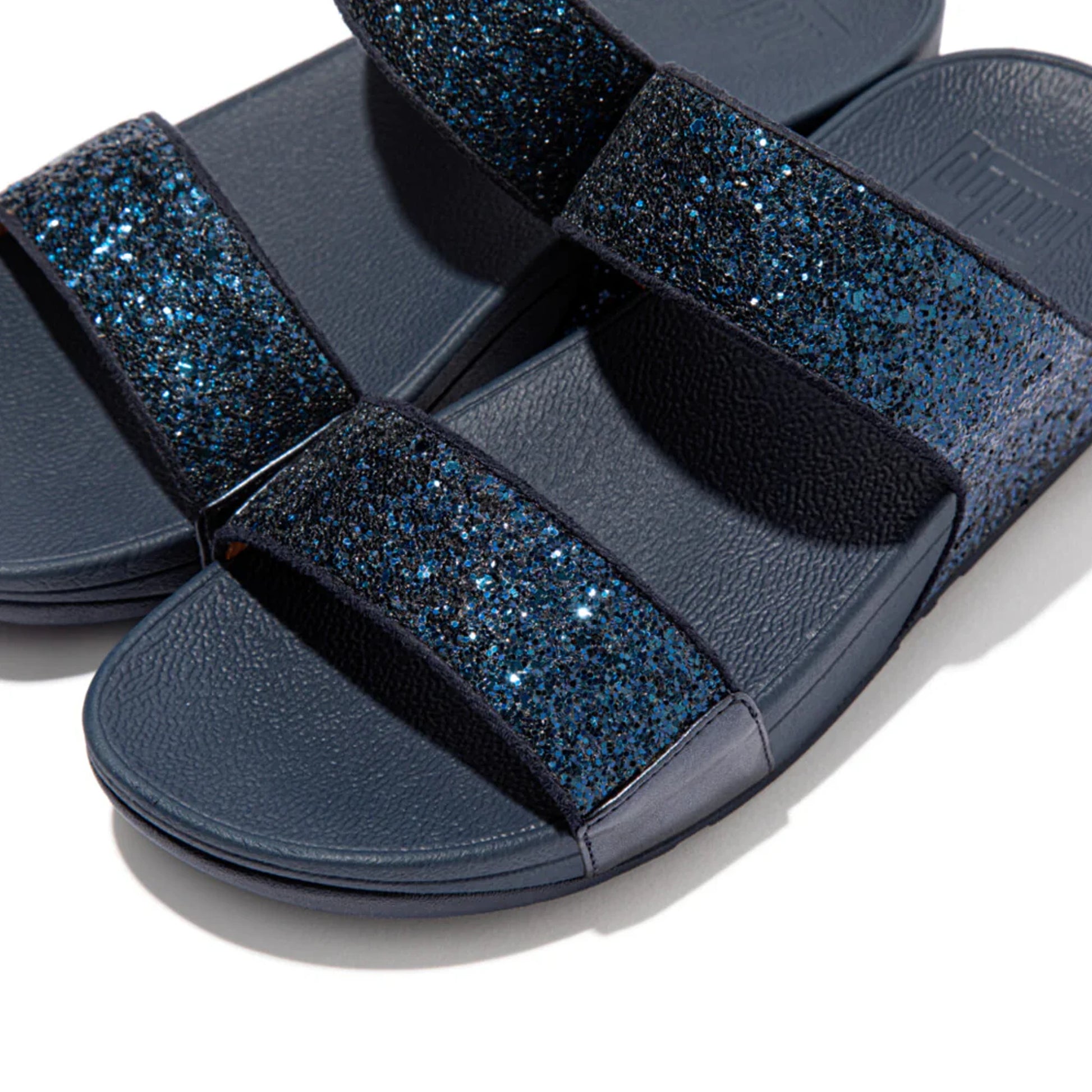 FITFLOP WOMENS LULU GLITTER SLIDES - MIDNIGHT NAVY - Sole Therapy