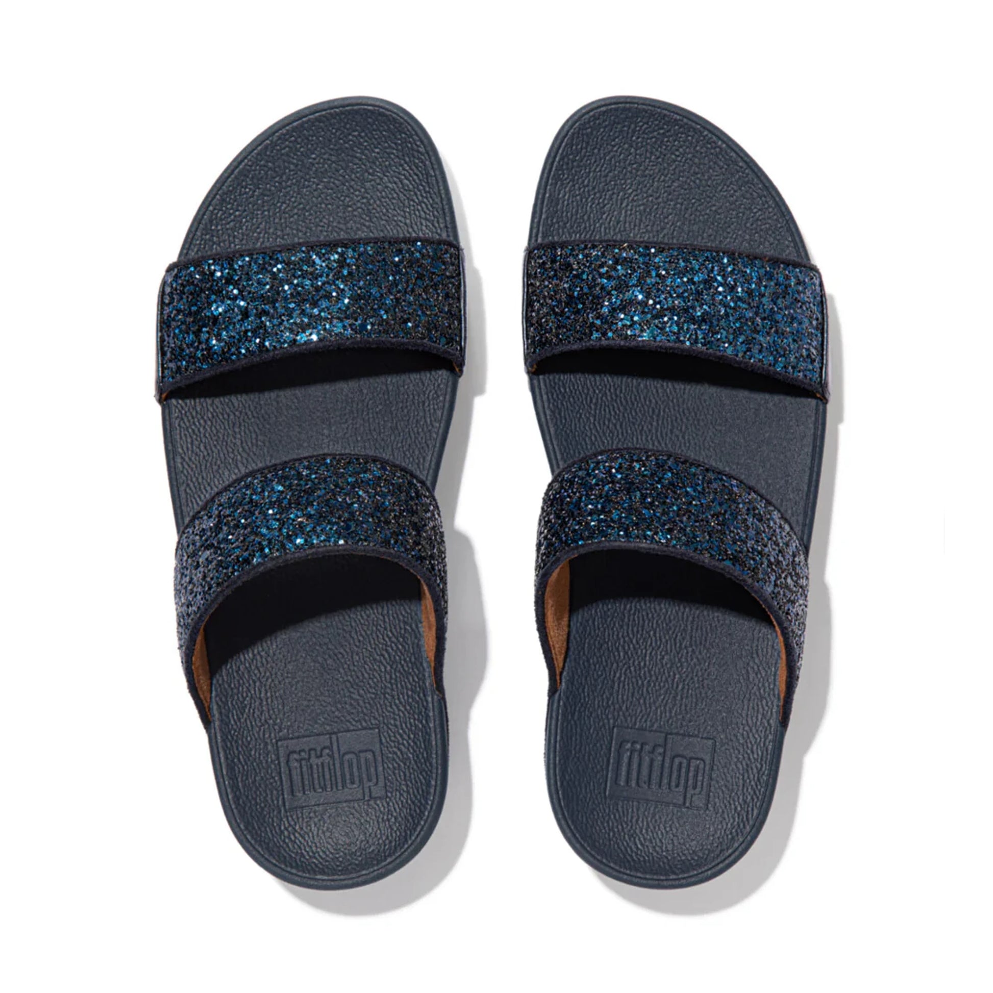 FITFLOP WOMENS LULU GLITTER SLIDES - MIDNIGHT NAVY - Sole Therapy