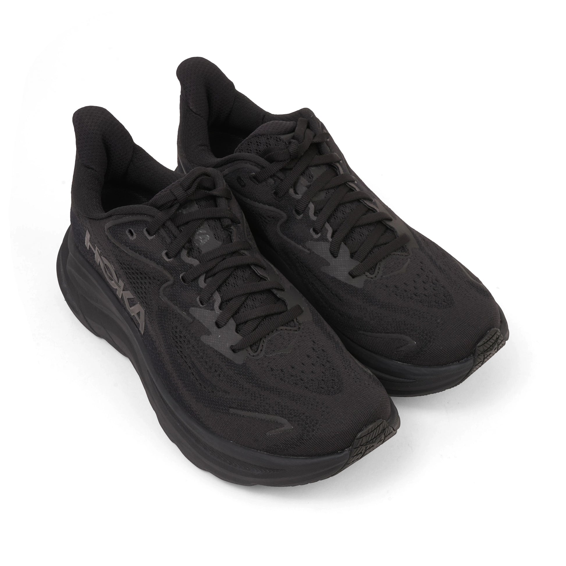 HOKA MEN'S RUNNING SHOES CLIFTON 9 BLACK/BLACK - Sole Therapy