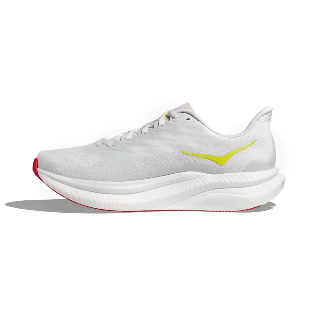 HOKA MENS RUNNING SHOES MACH6 WHITE/NIMBUS CLOUD - Sole Therapy