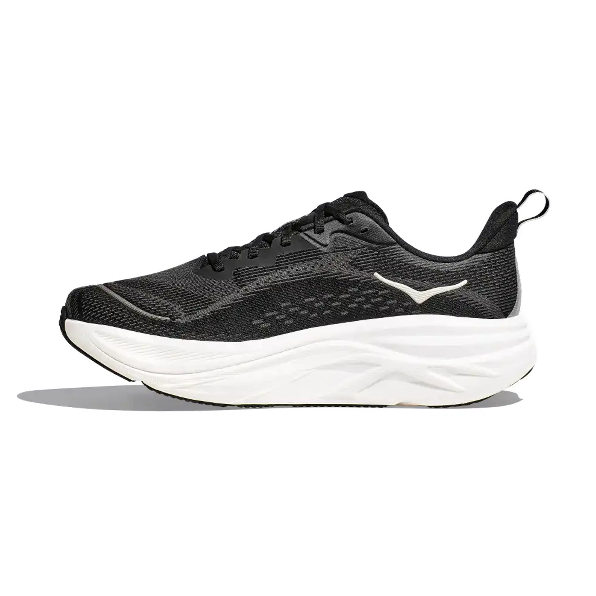 HOKA MENS RUNNING SHOES SKY FLOW BLACK/WHITE - Sole Therapy