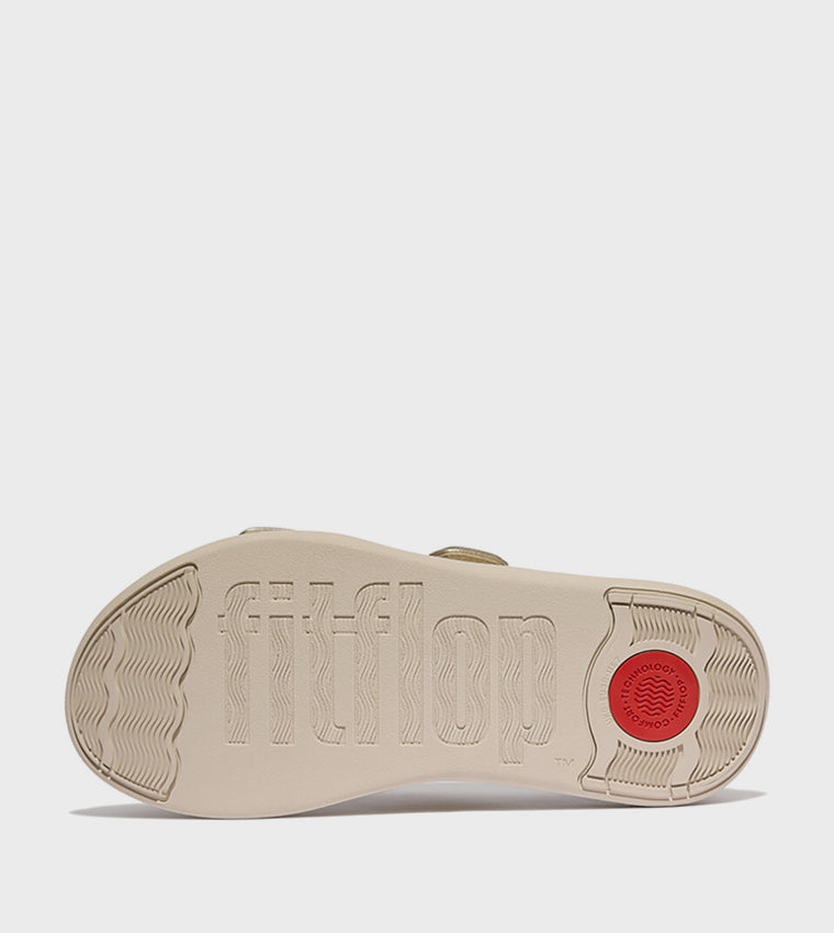 FITFLOP LADIES LEATHER H-BAR SLIDES PLATINO