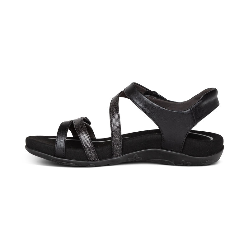 Jess Adjustable Quarter Strap Sandal Black - Sole Therapy