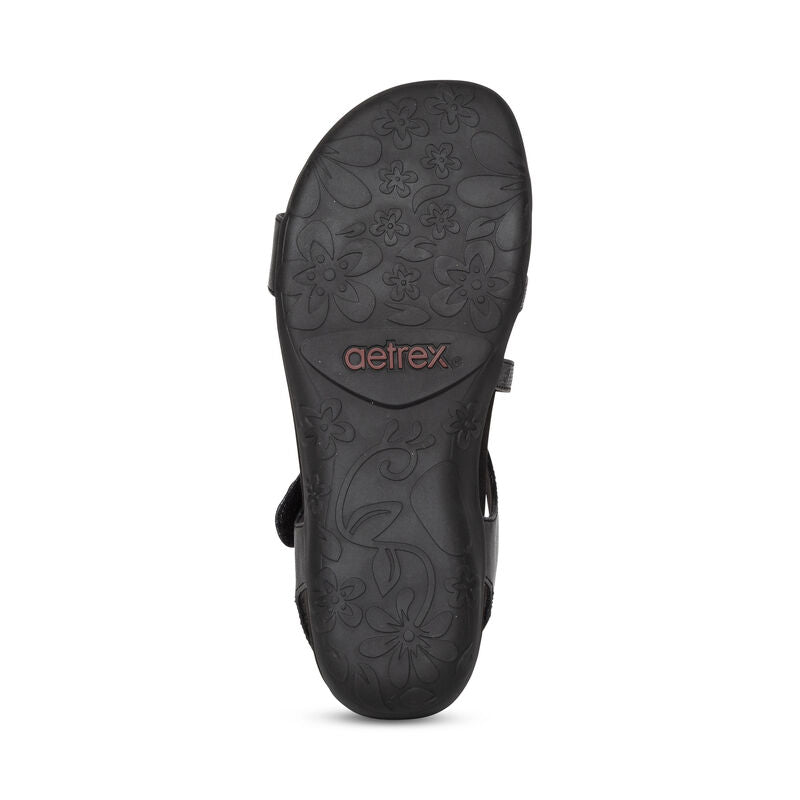 Jess Adjustable Quarter Strap Sandal Black - Sole Therapy