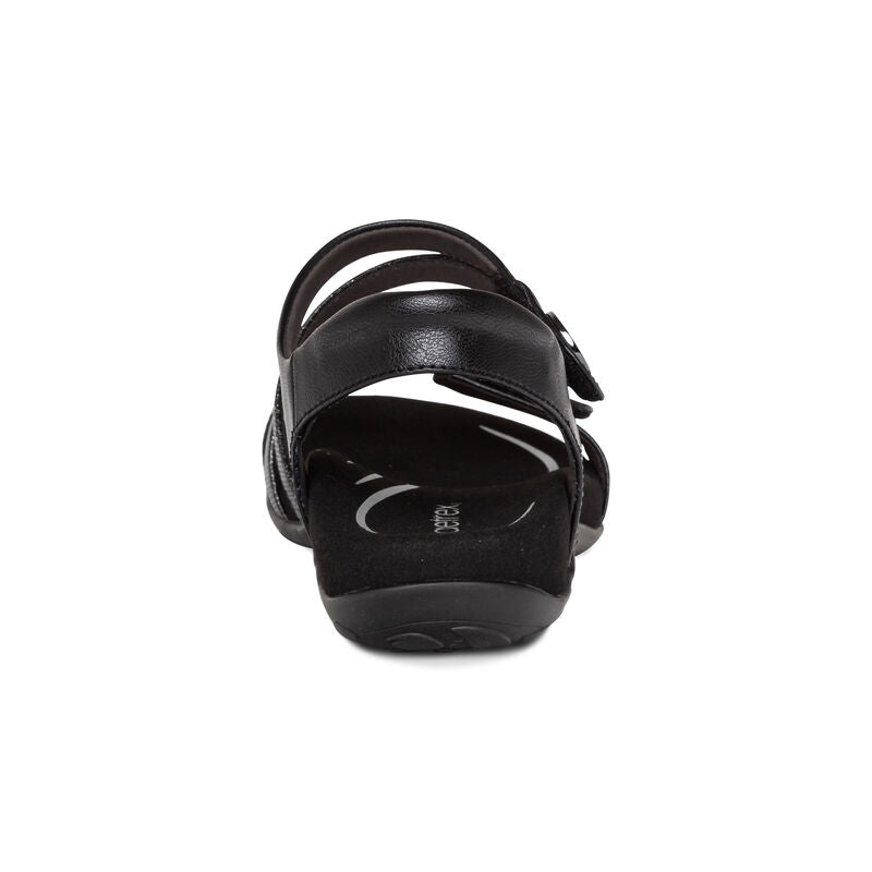 Jess Adjustable Quarter Strap Sandal Black - Sole Therapy