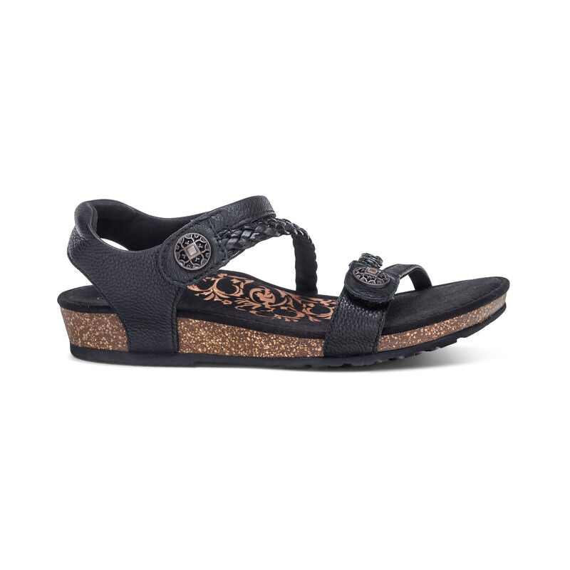 Jillian Braided Quarter Strap Sandal Black - Sole Therapy