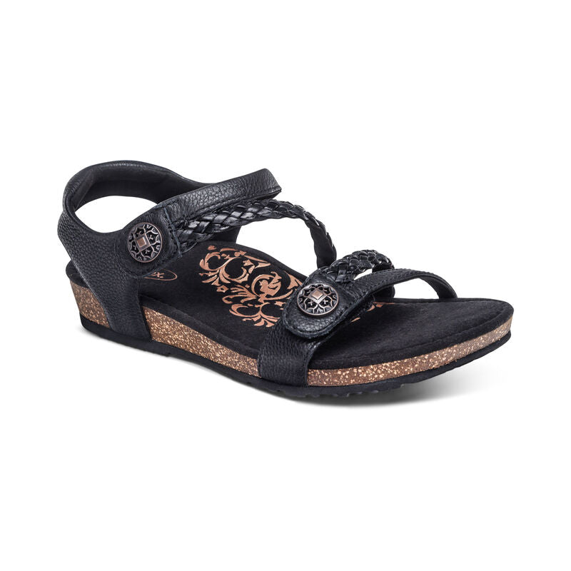 Jillian Braided Quarter Strap Sandal Black - Sole Therapy