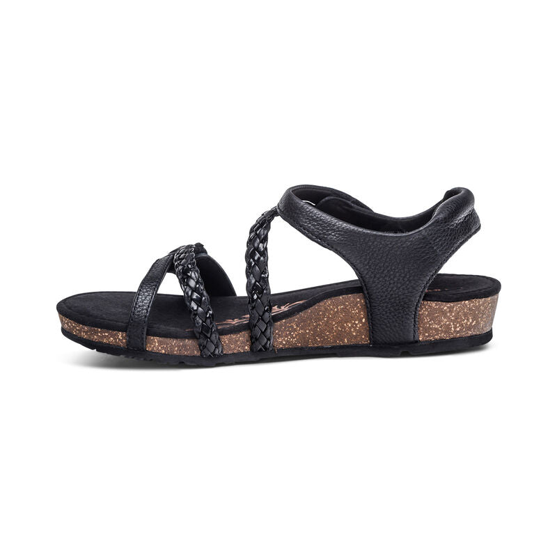 Jillian Braided Quarter Strap Sandal Black - Sole Therapy