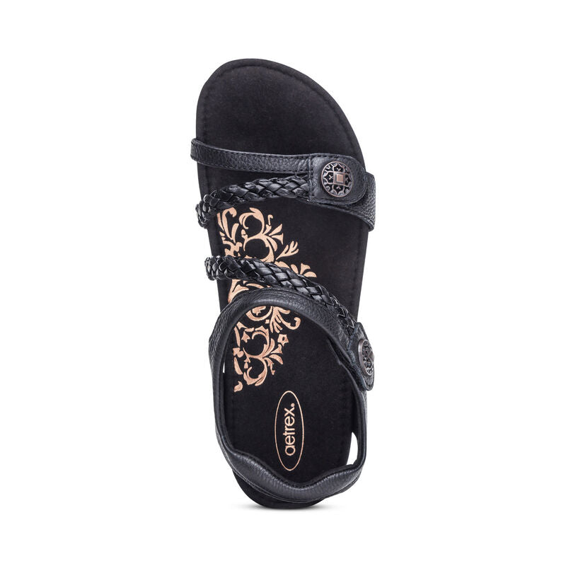 Jillian Braided Quarter Strap Sandal Black - Sole Therapy