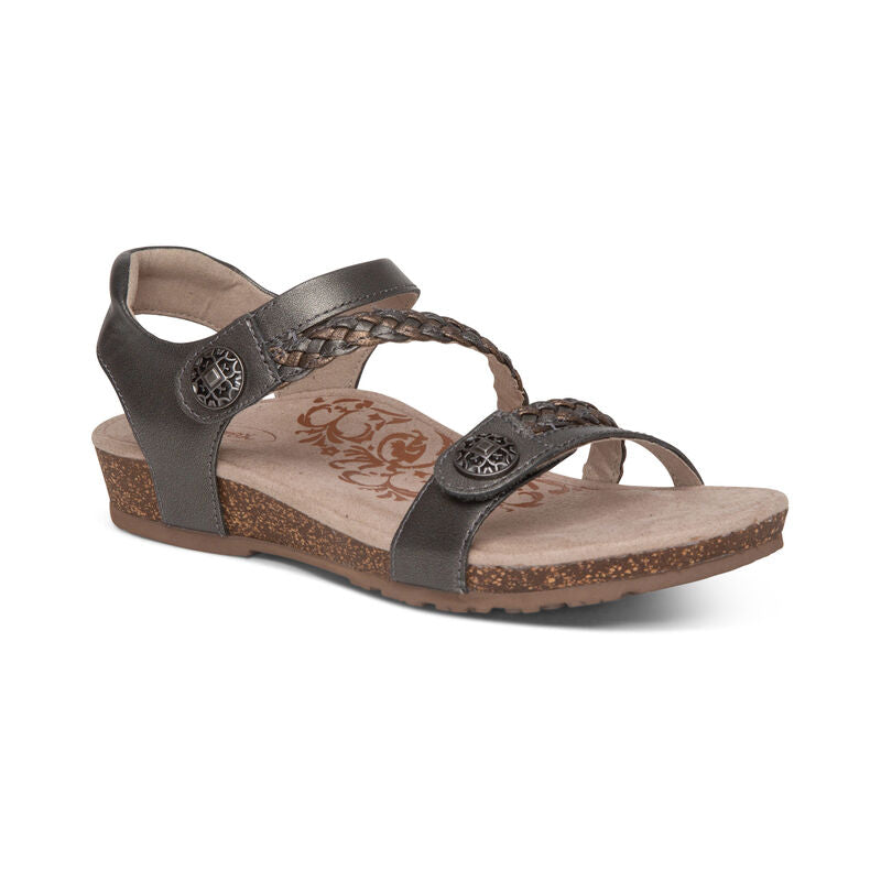 Jillian Braided Quarter Strap Sandal Gun Metal - Sole Therapy