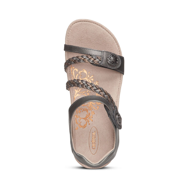 Jillian Braided Quarter Strap Sandal Gun Metal - Sole Therapy