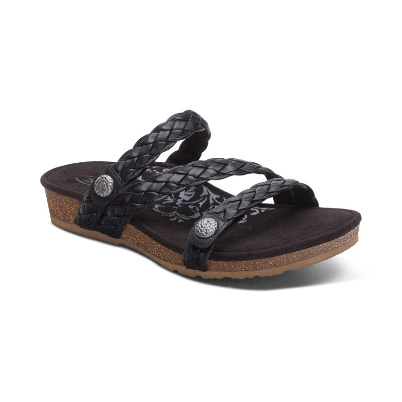 Josie Braided Slide Black - Sole Therapy