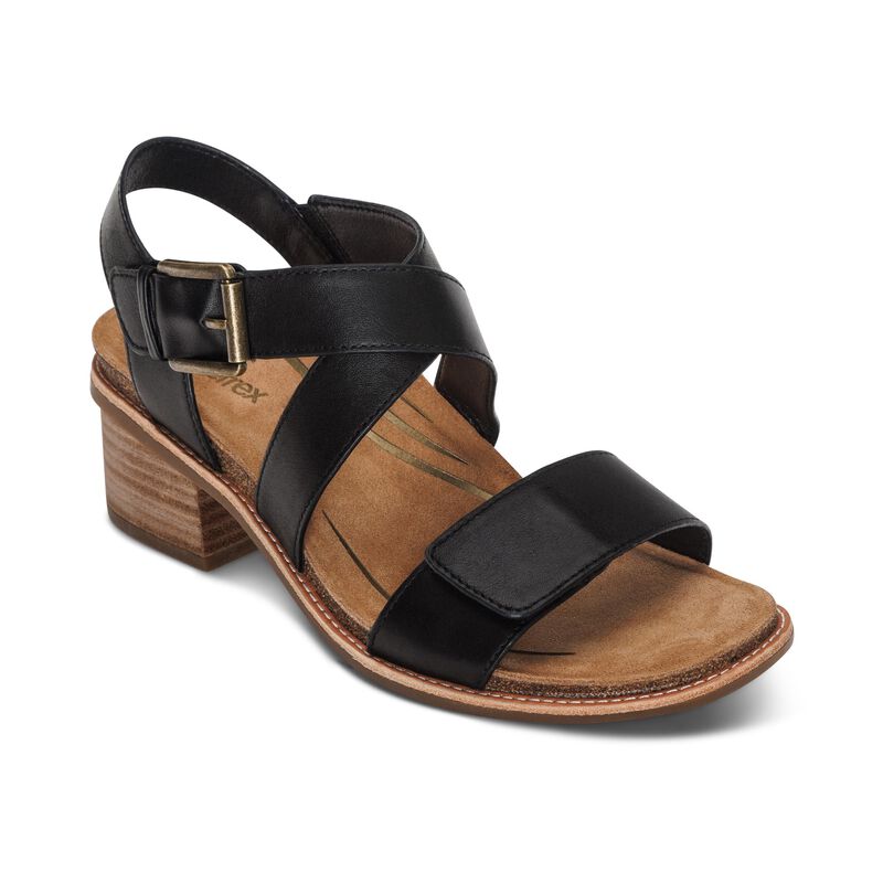 Kristin Arch Support Block Heel Black - Sole Therapy