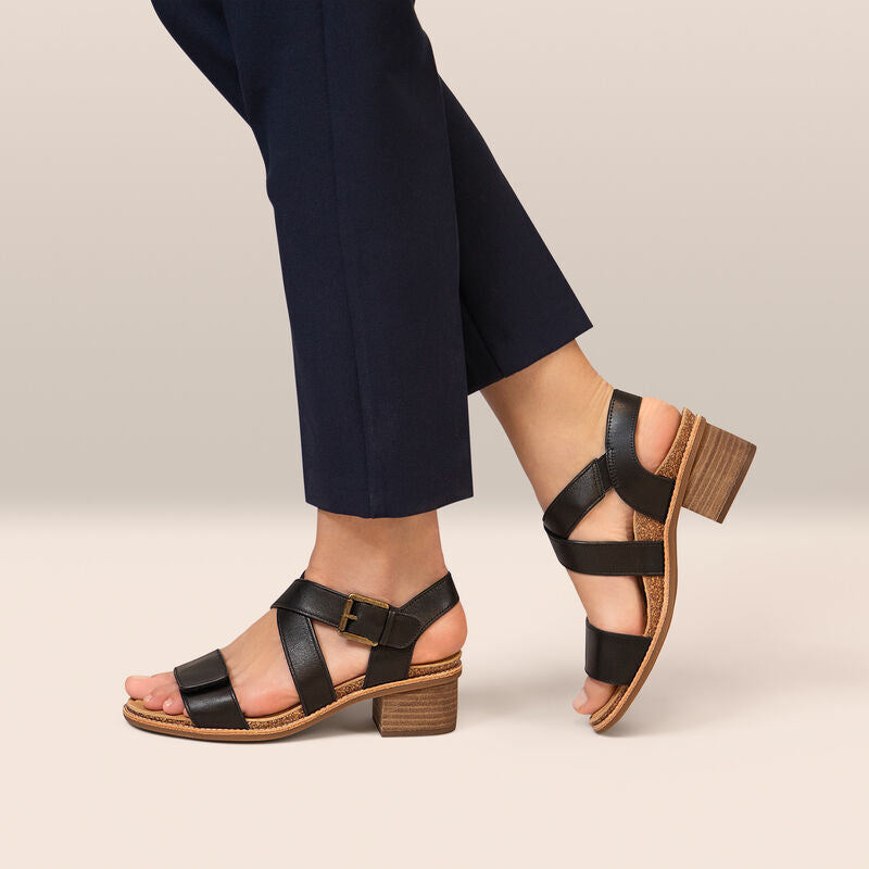 Kristin Arch Support Block Heel Black - Sole Therapy