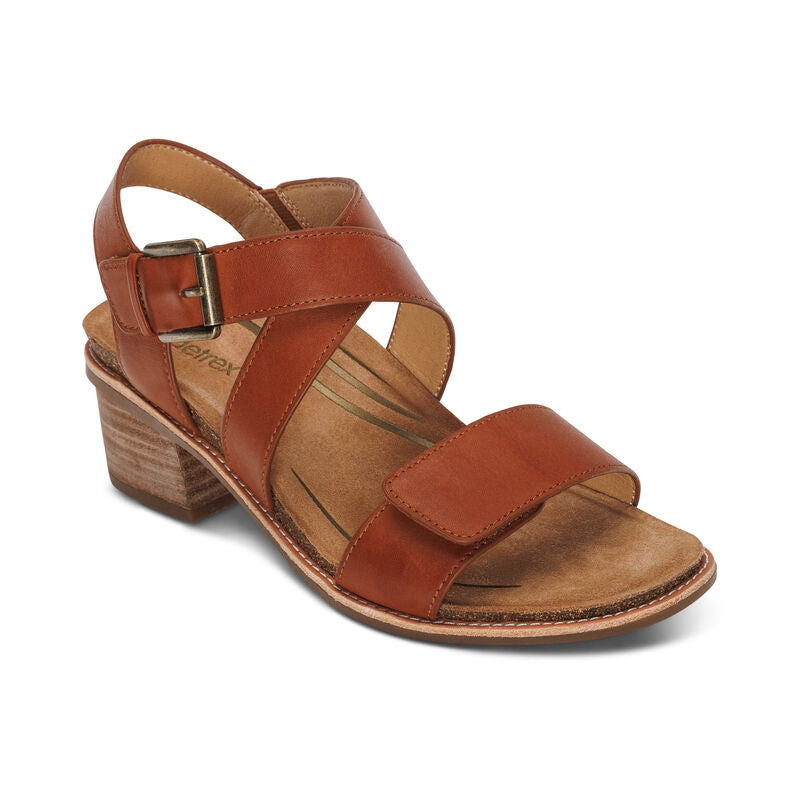 Kristin Arch Support Block Heel Cognac - Sole Therapy