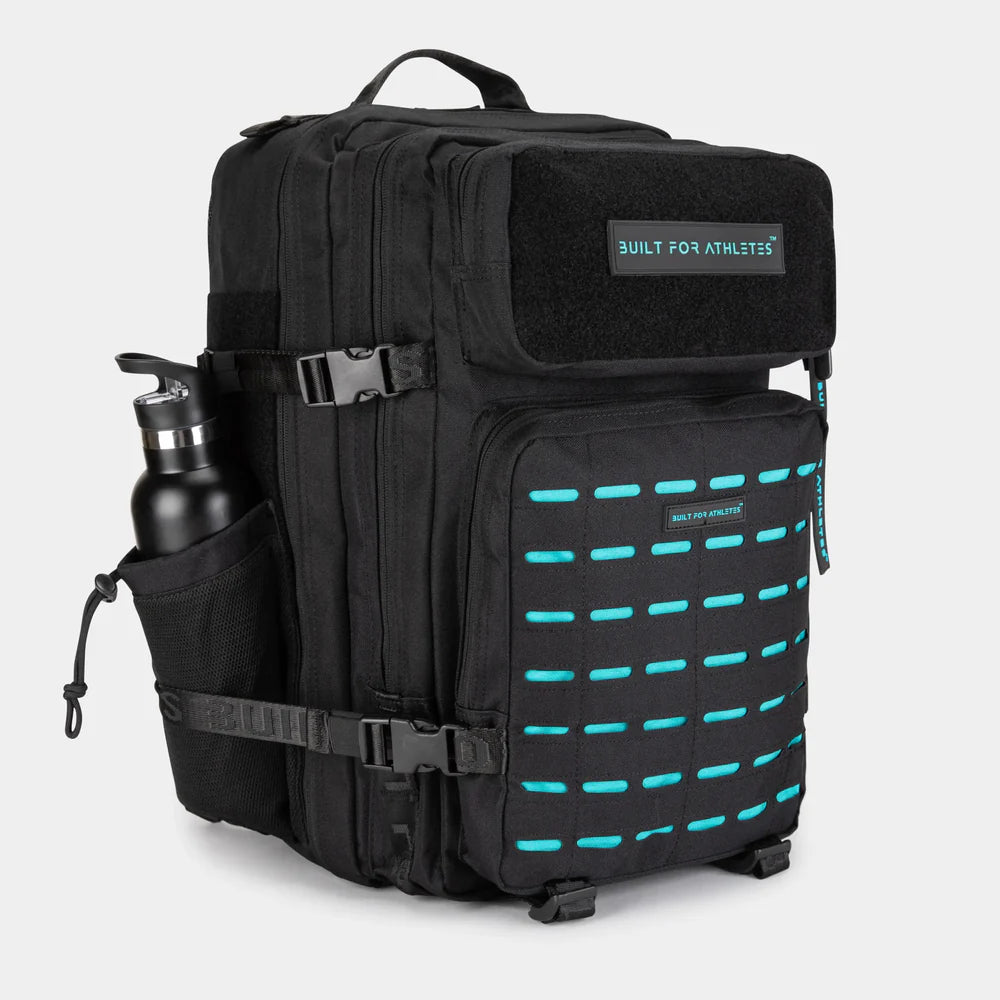 LARGE GYM BACKPACK BUILT FOR ATHLETES BLACK AQUA - Sole Therapy