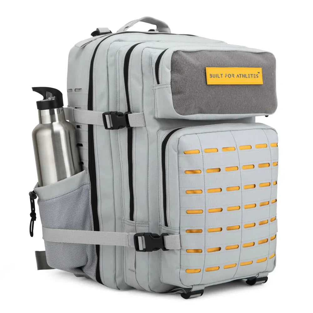 LARGE GYM BACKPACK BUILT FOR ATHLETES GREY YELLOW - Sole Therapy