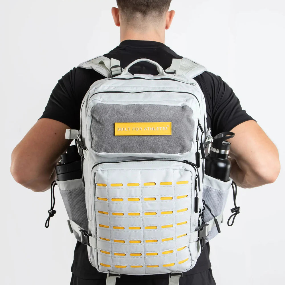 LARGE GYM BACKPACK BUILT FOR ATHLETES GREY YELLOW - Sole Therapy