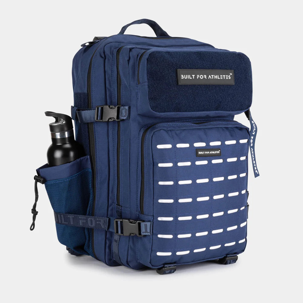 LARGE GYM BACKPACK BUILT FOR ATHLETES NAVY WHITE - Sole Therapy