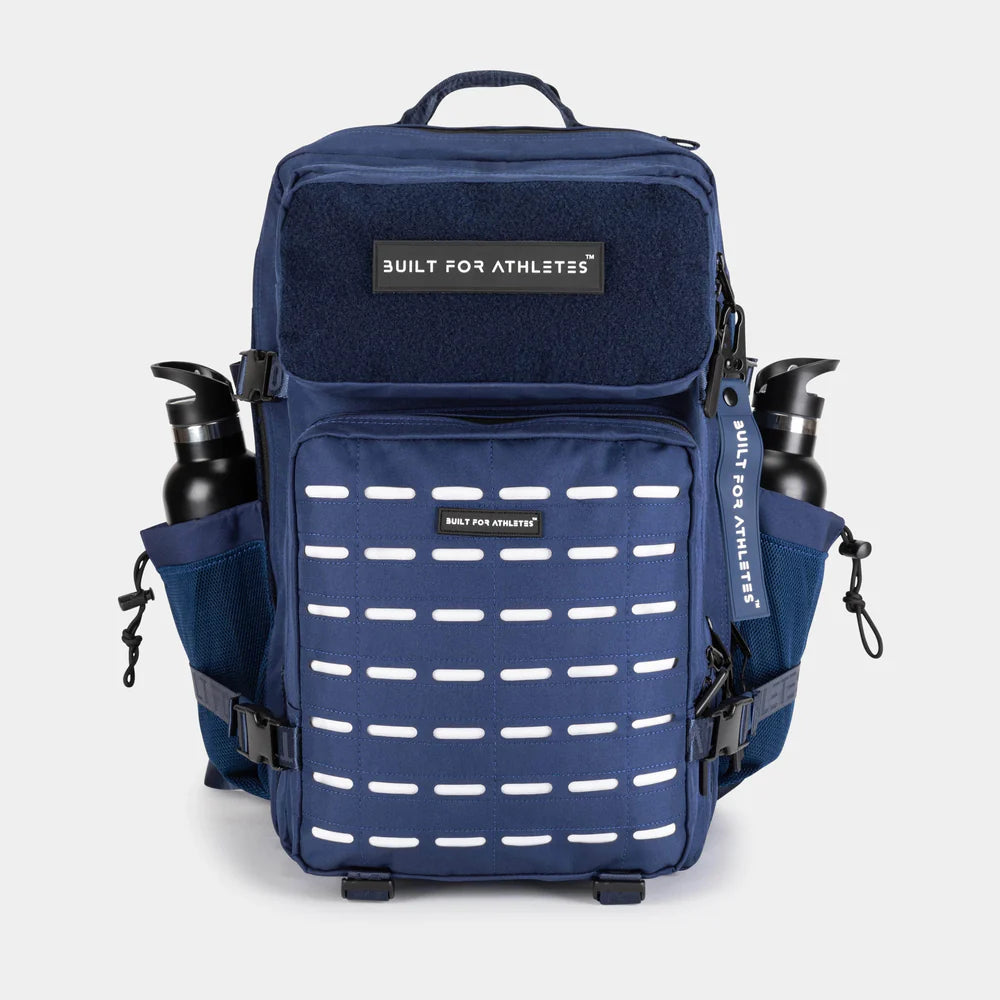 LARGE GYM BACKPACK BUILT FOR ATHLETES NAVY WHITE - Sole Therapy