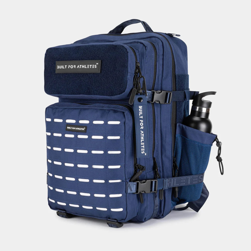 LARGE GYM BACKPACK BUILT FOR ATHLETES NAVY WHITE - Sole Therapy