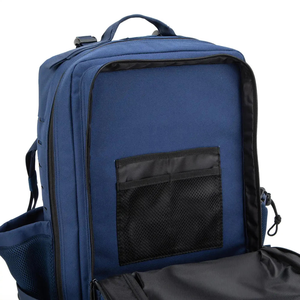 LARGE GYM BACKPACK BUILT FOR ATHLETES NAVY WHITE - Sole Therapy