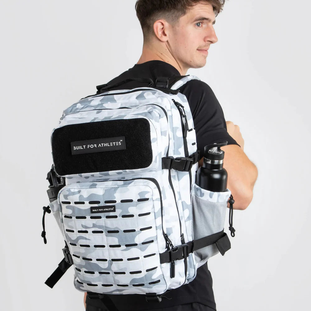 LARGE GYM BACKPACK BUILT FOR ATHLETES WHITE CAMO - Sole Therapy