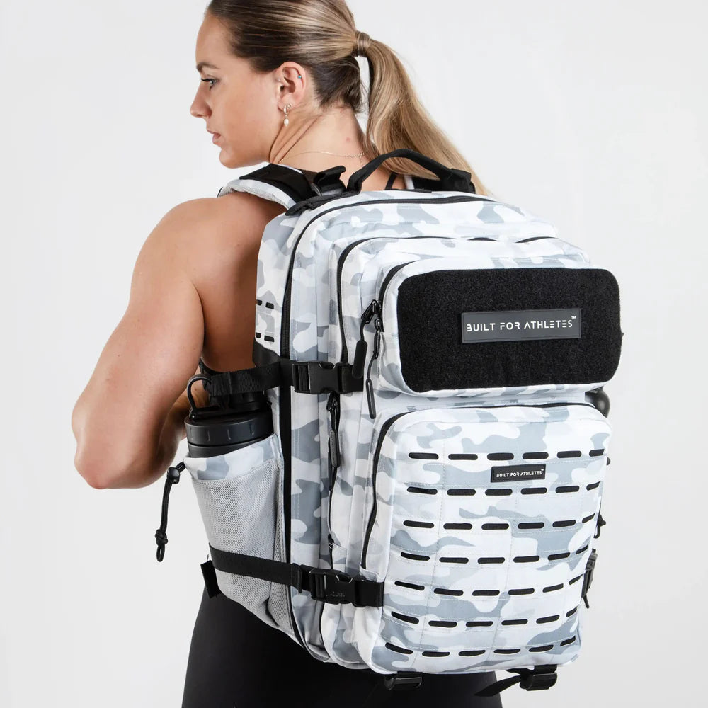 LARGE GYM BACKPACK BUILT FOR ATHLETES WHITE CAMO - Sole Therapy