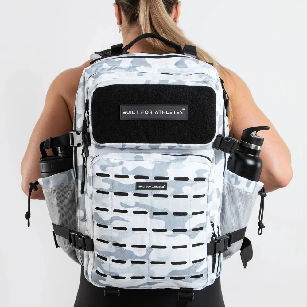 LARGE GYM BACKPACK BUILT FOR ATHLETES WHITE CAMO - Sole Therapy