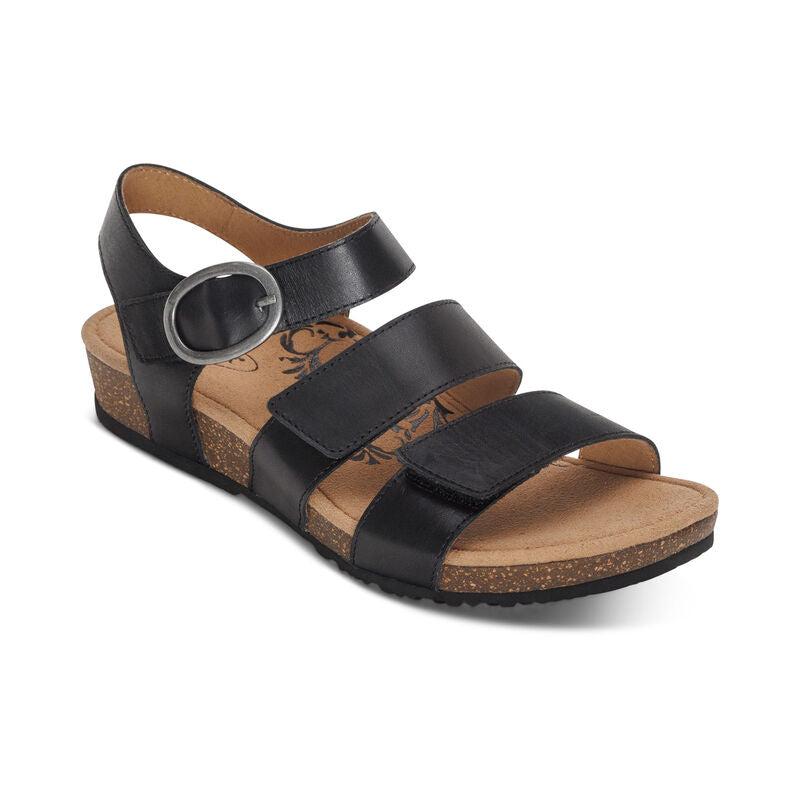 Lilly Adjustable Strap Women Sandals Black - Sole Therapy