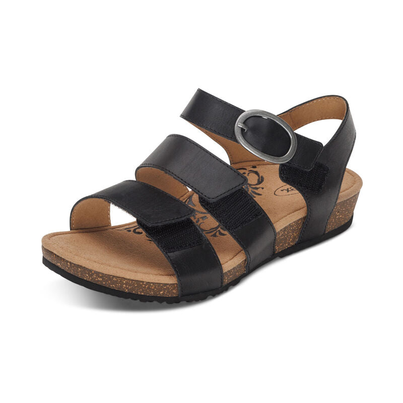 Lilly Adjustable Strap Women Sandals Black - Sole Therapy