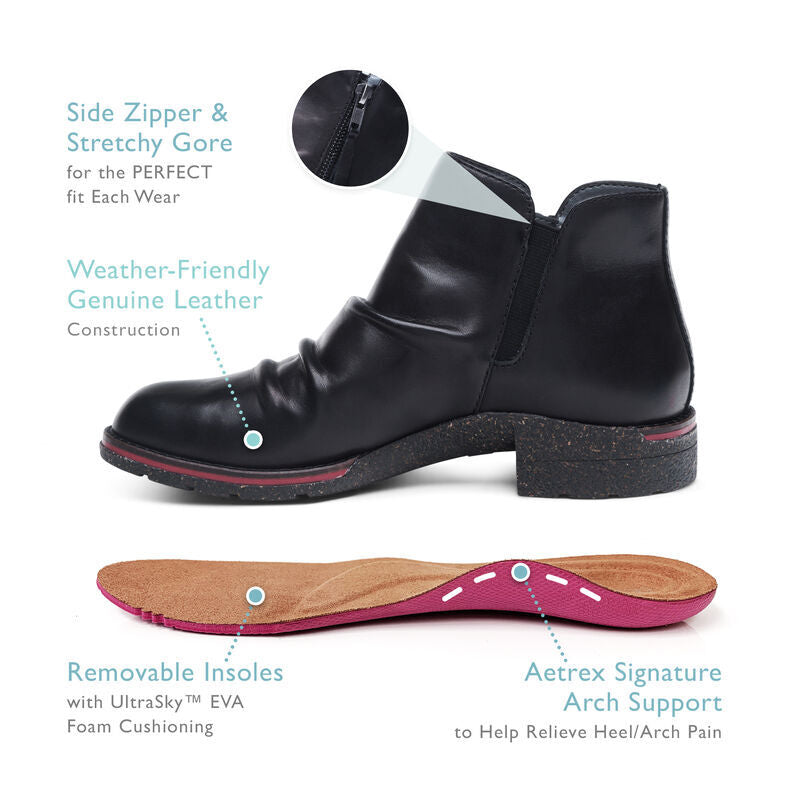 Mila Women Low Boots Black - Sole Therapy