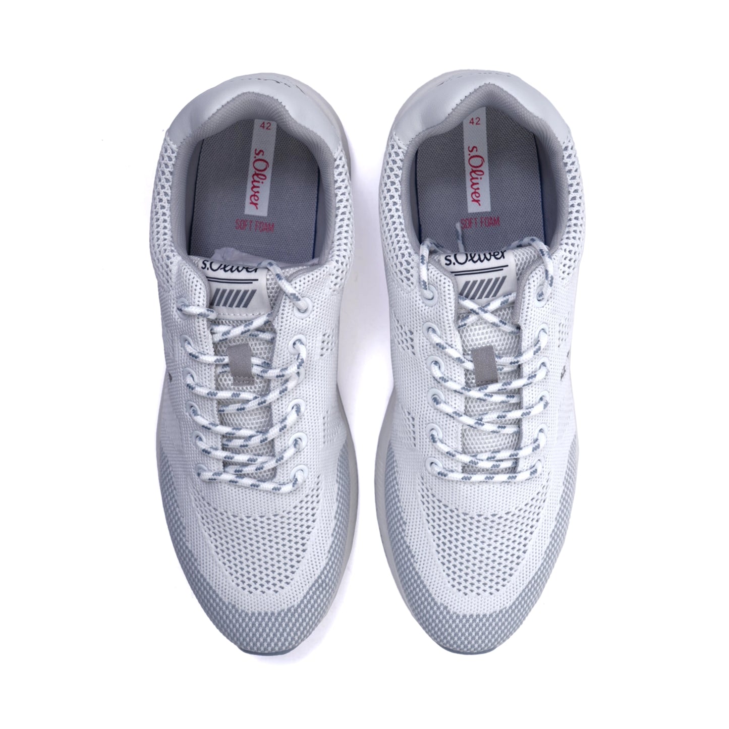 S.Oliver Breathable Men's Knit Sneakers White Grey - Sole Therapy