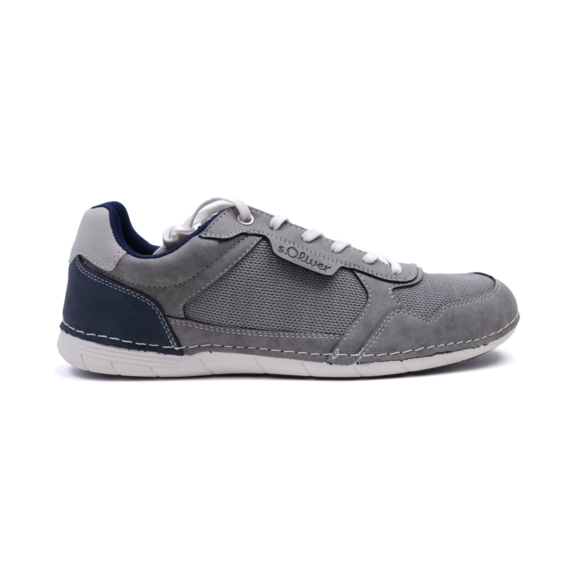 S. Oliver Men's Suede and Mesh Sneakers Grey - Sole Therapy