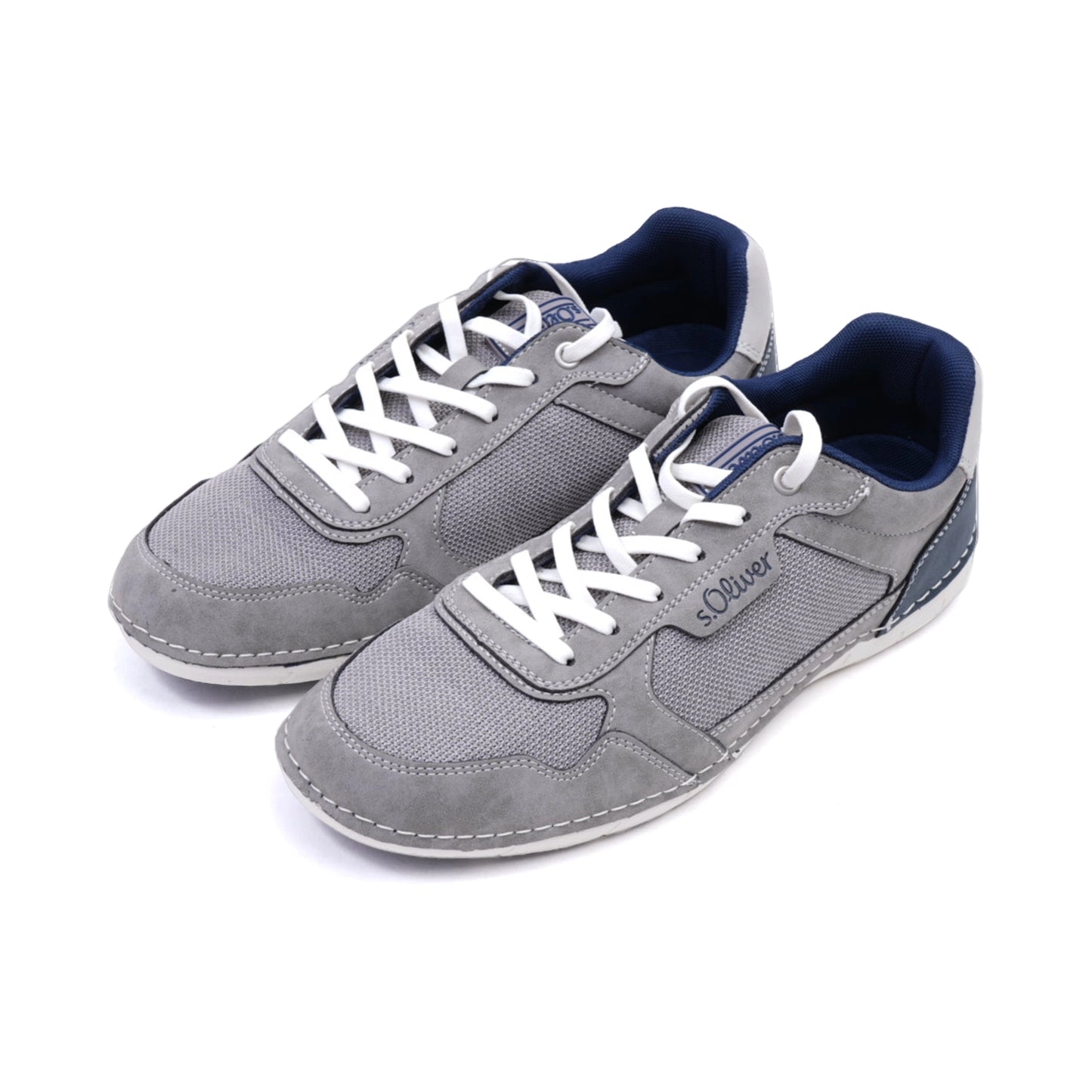 S. Oliver Men's Suede and Mesh Sneakers Grey - Sole Therapy