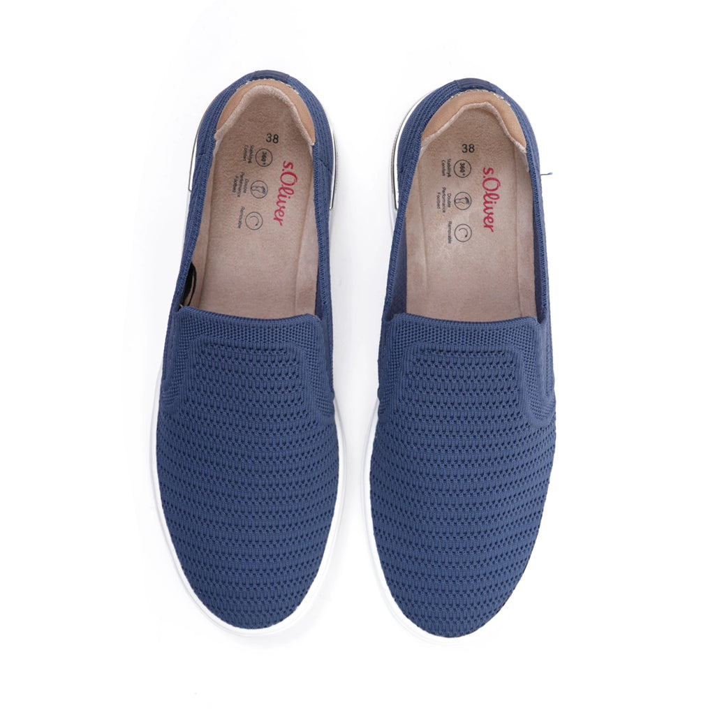 S. Oliver Women's Knitted Slip-On Sneakers Navy - Sole Therapy