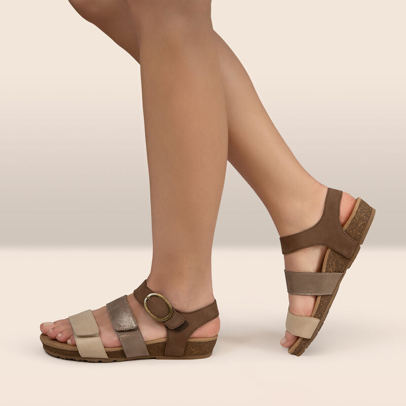 Lilly Adjustable Strap Women Sandals Taupe - Sole Therapy