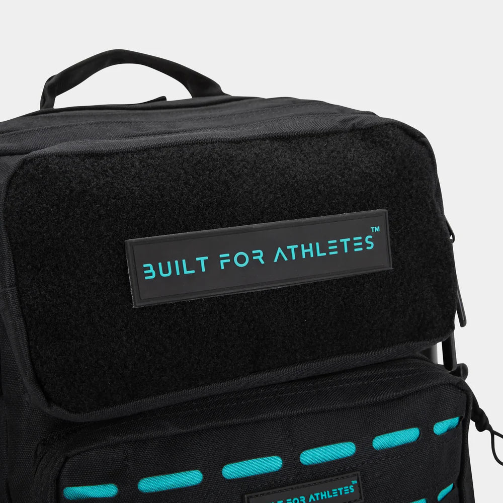 SMALL GYM BACK PACK BUILT FOR ATHLETES BLACK - AQUA - Sole Therapy
