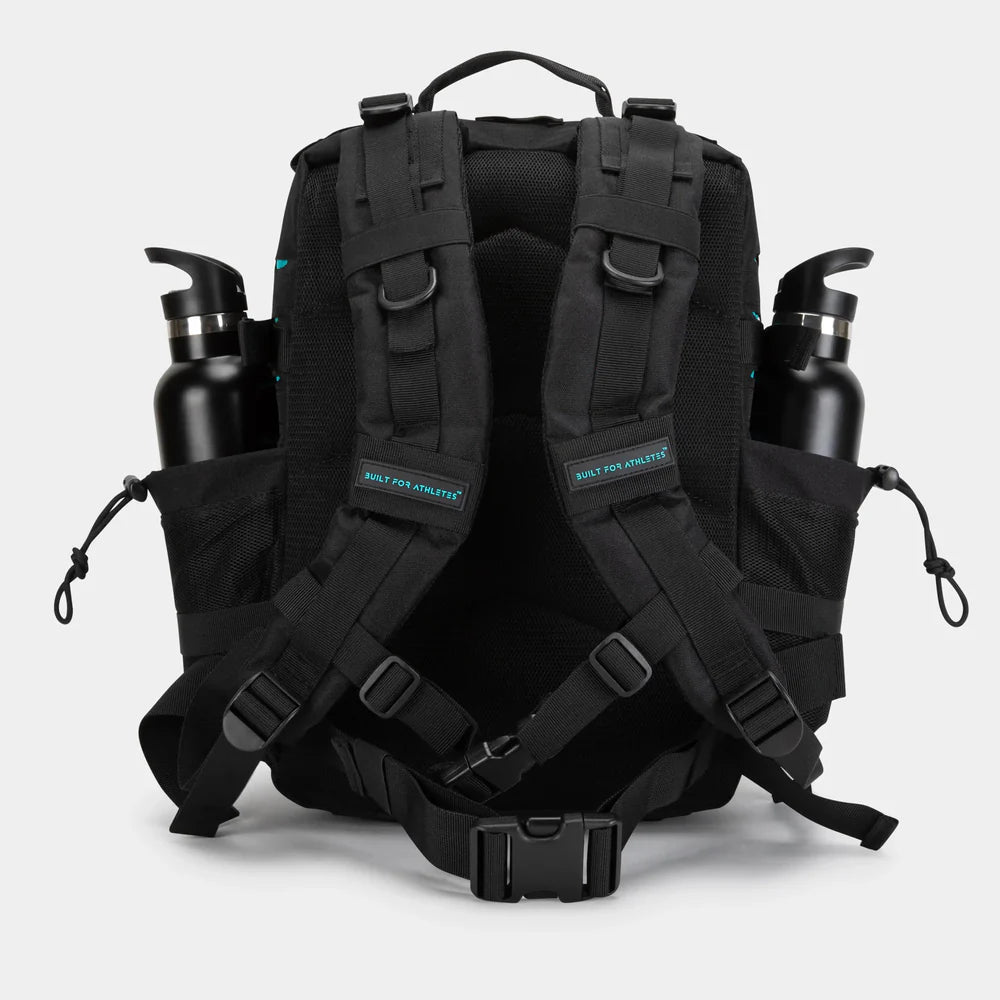 SMALL GYM BACK PACK BUILT FOR ATHLETES BLACK - AQUA - Sole Therapy