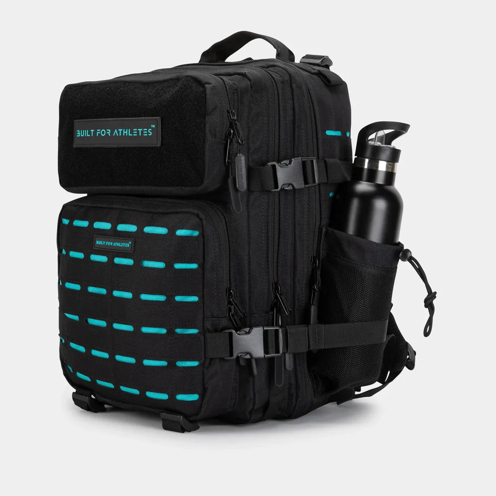 SMALL GYM BACK PACK BUILT FOR ATHLETES BLACK - AQUA - Sole Therapy