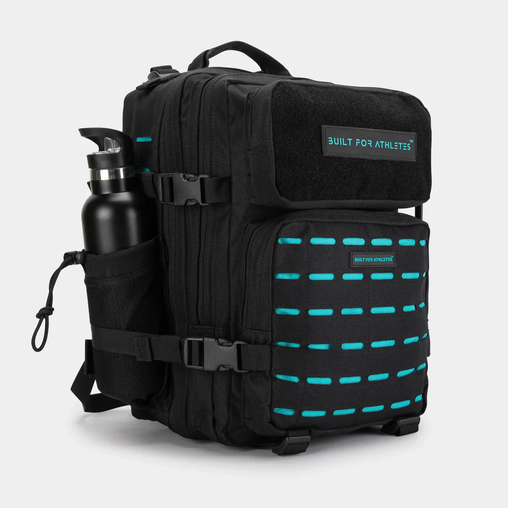 SMALL GYM BACK PACK BUILT FOR ATHLETES BLACK - AQUA - Sole Therapy
