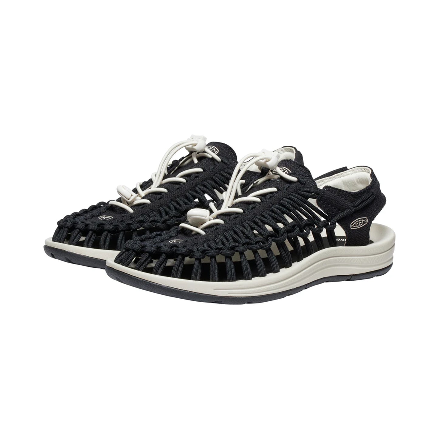 WOMEN UNEEK CANVAS FLAT SANDALS BLACK/BIRCH - Sole Therapy