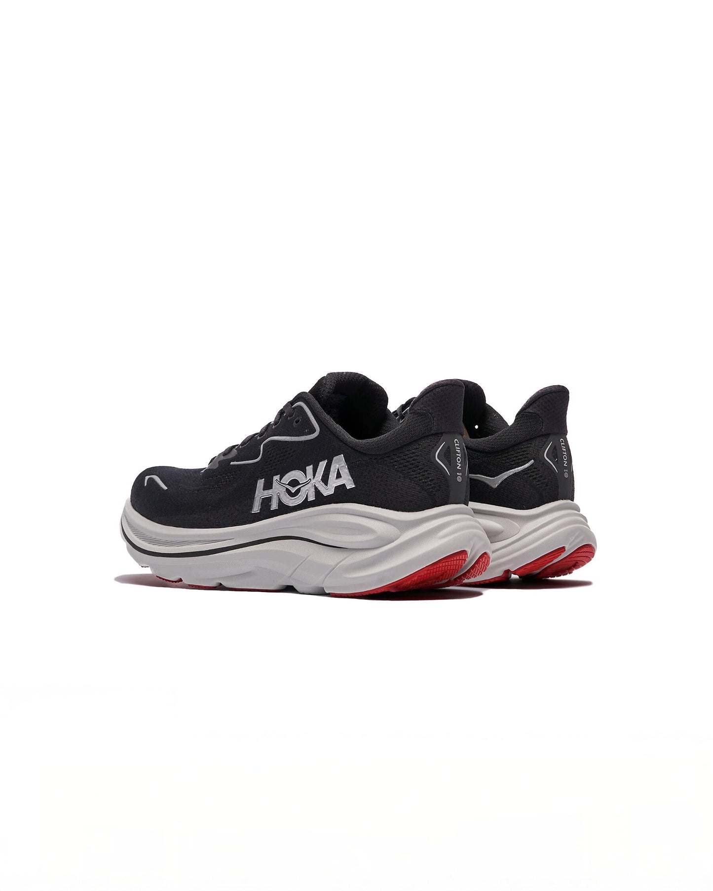 HOKA MENS CLIFTON 10 ROAD RUNNINGBLACK / SILVER