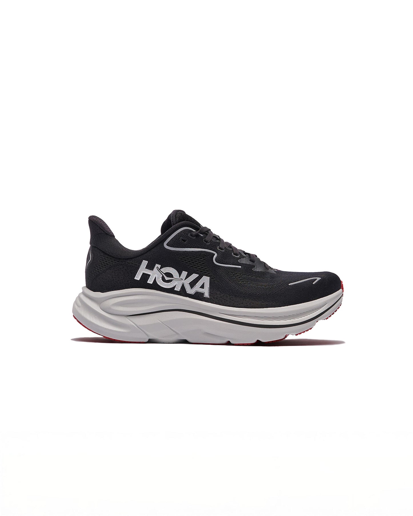 HOKA MENS CLIFTON 10 ROAD RUNNINGBLACK / SILVER