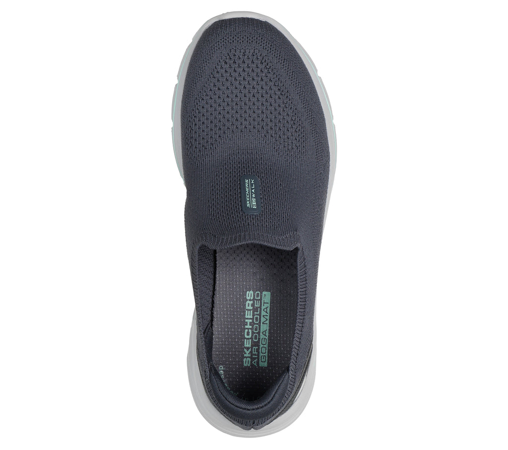 SKECHERS WOMENS GO WALK 8- CHARCOAL TURQUOISE