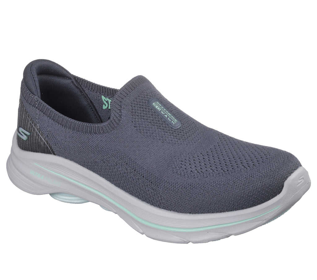 SKECHERS WOMENS GO WALK 8- CHARCOAL TURQUOISE
