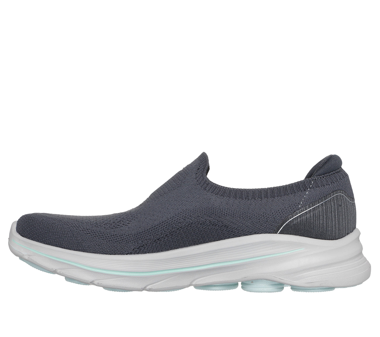 SKECHERS WOMENS GO WALK 8- CHARCOAL TURQUOISE