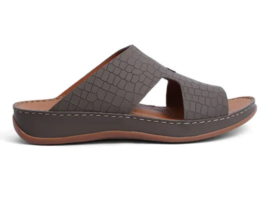 Timeless Unlined Hammered Croco Pattern Aetrex Arabic Sandal Truffle